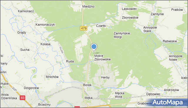 mapa Mokre Zborowskie, Mokre Zborowskie na mapie Targeo